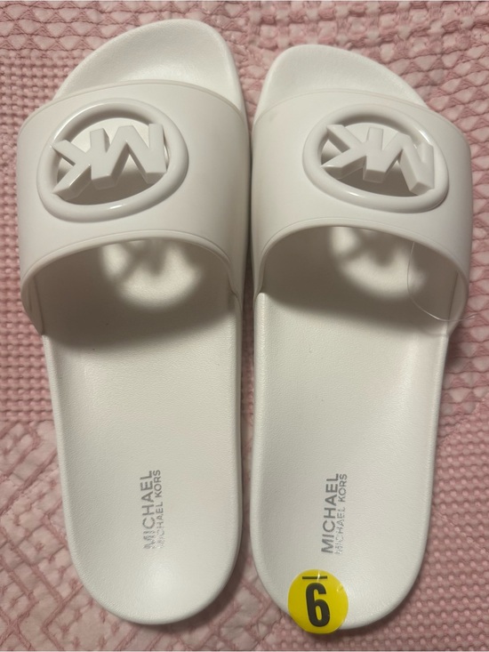 Michael Kors Shoes - Michael Kors White MK Logo Slide Sandals for Women